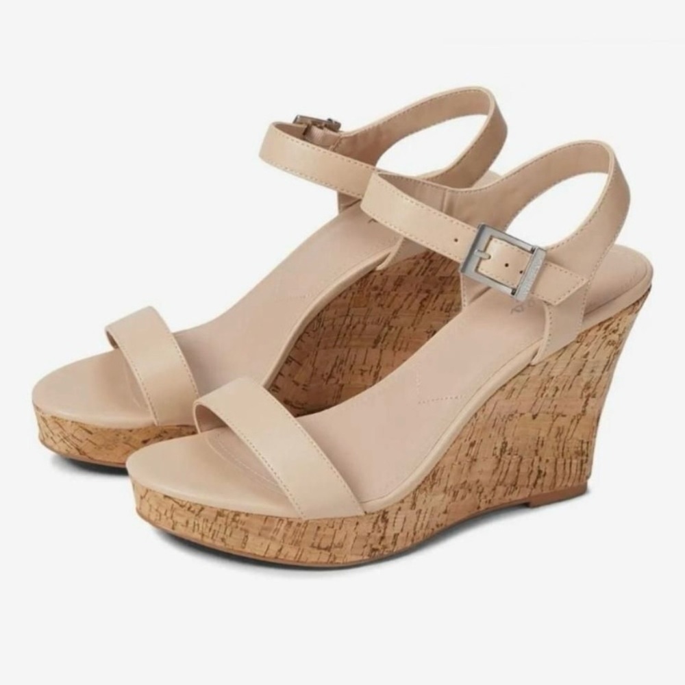 Charles by Charles David Beige Lindy Cork Wedge Platform Sandals Size 11